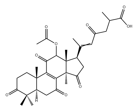 12beta-Acetoxy-3,7,11,15,23-pentaoxo-lanost-8,20-dien-26-oic acid structure