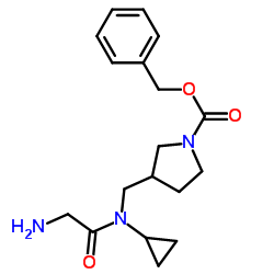 Benzyl 3-{[cyclopropyl(glycyl)amino]methyl}-1-pyrrolidinecarboxylate结构式