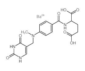 Glutamic acid,N-[p-[methyl[(1,2,3,4-tetrahydro-2,4-dioxo-5-pyrimidinyl)methyl]amino]benzoyl]-,barium salt (1:1), L- (8CI)结构式