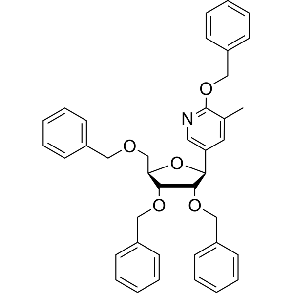 5-(2,3,5-Tri-O-benzyl-beta-D-ribofuranosyl)-3-methyl-2-benzyloxypyridine结构式