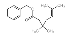 Cyclopropanecarboxylicacid, 2,2-dimethyl-3-(2-methyl-1-propen-1-yl)-, phenylmethyl ester Structure