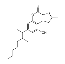 1,2-dihydro-9-hydroxy-2-methyl-7-[3-methyl-2-octyl]-4-oxo-4H-thieno[2,3-c][1]- benzopyran结构式