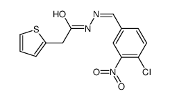 N-[(E)-(4-chloro-3-nitrophenyl)methylideneamino]-2-thiophen-2-ylacetamide结构式