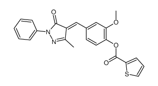 [2-methoxy-4-[(E)-(3-methyl-5-oxo-1-phenylpyrazol-4-ylidene)methyl]phenyl] thiophene-2-carboxylate Structure