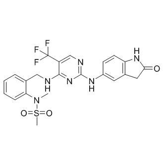 N-甲基-N-[2-[[[2-[(2-氧代-2,3-二氢-1H-吲哚-5-基)氨基]-5-三氟甲基嘧啶-4-基]氨基]甲基]苯基]甲磺酰胺图片