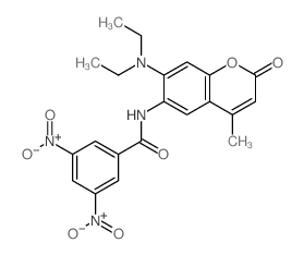 Benzamide,N-[7-(diethylamino)-4-methyl-2-oxo-2H-1-benzopyran-6-yl]-3,5-dinitro-结构式