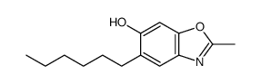 5-hexyl-2-methyl-1,3-benzoxazol-6-ol结构式