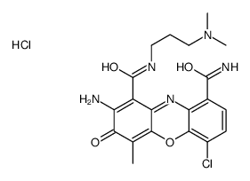 3H-Phenoxazine-1,9-dicarboxamide, 2-amino-6-chloro-N1-(3-(dimethylamin o)propyl)-4-methyl-3-oxo-, monohydrochloride结构式