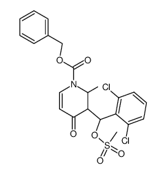 1-benzyloxycarbonyl-3-((2,6-dichlorophenyl)(methylsulfonyloxy)methyl)-2,3-dihydro-2-methylpyridin-4(1H)-one结构式