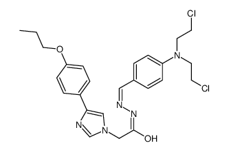 N-[(E)-[4-[bis(2-chloroethyl)amino]phenyl]methylideneamino]-2-[4-(4-propoxyphenyl)imidazol-1-yl]acetamide Structure