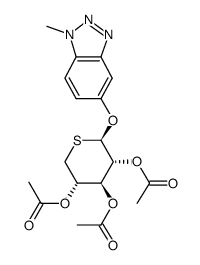 1-methyl-1H-1,2,3-benzotriazol-5-yl 2,3,4-tri-O-acetyl-5-thio-β-D-xylopyranoside结构式