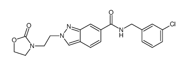 N-(3-Chlorobenzyl)-2-[2-(2-oxo-1,3-oxazolidin-3-yl)ethyl]-2H-indazole-6-carboxamide结构式