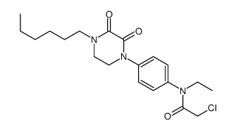 2-chloro-N-ethyl-N-[4-(4-hexyl-2,3-dioxopiperazin-1-yl)phenyl]acetamide结构式