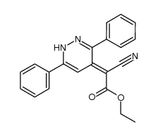 4-cyano(ethoxycarbonyl)methylene-3,6-diphenyl-1H-pyridazine结构式
