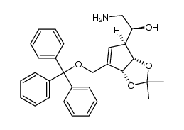 (S)-2-amino-1-((3aS,4S,6aR)-2,2-dimethyl-6-(trityloxymethyl)-4,6a-dihydro-3aH-cyclopenta[d] [1,3]dioxol-4-yl)ethanol Structure