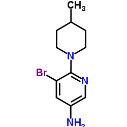 5-Bromo-6-(4-methyl-1-piperidinyl)-3-pyridinamine structure