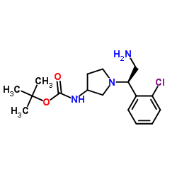 (R)-3-N-BOC-AMINO-1-[2-AMINO-1-(2-CHLORO-PHENYL)-ETHYL]-PYRROLIDINE结构式