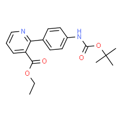 3-​Pyridinecarboxylic acid, 2-​[4-​[[(1,​1-​dimethylethoxy)​carbonyl]​amino]​phenyl]​-​, ethyl ester structure