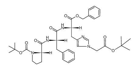 Nα-(tert-butyloxycarbonyl)-L-prolyl-L-phenylalanyl-Nim-((tert-butyloxycarbonyl)methyl)-L-histidine benzyl ester结构式