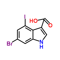 6-Bromo-4-iodo-1H-indole-3-carboxylic acid结构式