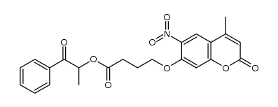 1-oxo-1-phenylpropan-2-yl 4-(4-methyl-6-nitrocoumarin-7-yloxy)butanoate结构式