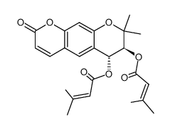 Bis(3-methyl-2-butenoic acid)(6R,7S)-7,8-dihydro-8,8-dimethyl-2-oxo-2H,6H-benzo[1,2-b:5,4-b']dipyran-6,7-diyl ester结构式