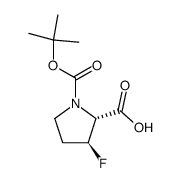 N-tert-butyloxycarbonyl-trans-3-fluoro-L-proline结构式