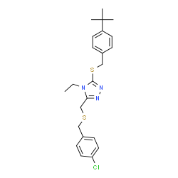 3-([4-(TERT-BUTYL)BENZYL]SULFANYL)-5-([(4-CHLOROBENZYL)SULFANYL]METHYL)-4-ETHYL-4H-1,2,4-TRIAZOLE结构式