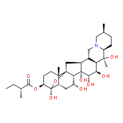 4α,9-Epoxycevane-3β,4,7α,14,15α,16β,20-heptol 3-[(R)-2-methylbutanoate]结构式