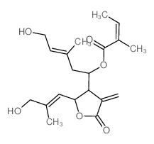[(1R)-5-hydroxy-1-[(2R,3R)-2-(3-hydroxy-2-methyl-prop-1-enyl)-4-methylidene-5-oxo-oxolan-3-yl]-3-methyl-pent-3-enyl] 2-methylbut-2-enoate结构式
