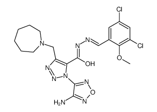 3-(4-amino-1,2,5-oxadiazol-3-yl)-5-(azepan-1-ylmethyl)-N-[(3,5-dichloro-2-methoxyphenyl)methylideneamino]triazole-4-carboxamide结构式