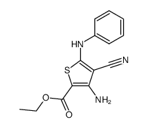 3-amino-4-cyano-5-phenylamino-thiophene-2-carboxylic acid ethyl ester Structure