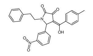 (4E)-4-[hydroxy-(4-methylphenyl)methylidene]-5-(3-nitrophenyl)-1-(2-phenylethyl)pyrrolidine-2,3-dione Structure