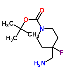 4-(氨甲基)-4-氟哌啶-1-羧酸叔丁酯结构式