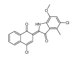 5-Chloro-2-(4-chloro-1-oxo-2(1H)-naphthalenylidene)-7-methoxy-4-m ethyl-1,2-dihydro-3H-indol-3-one结构式