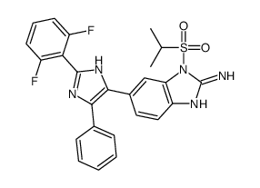6-[2-(2,6-difluorophenyl)-5-phenyl-1H-imidazol-4-yl]-1-propan-2-ylsulfonylbenzimidazol-2-amine结构式