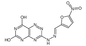 3-[(2E)-2-[(5-nitrofuran-2-yl)methylidene]hydrazinyl]-5H-pyrimido[4,5-e][1,2,4]triazine-6,8-dione结构式