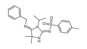 4-Benzylimino-3-isopropyl-5,5-dimethyl-2-(tosylimino)imidazolidin结构式