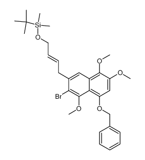 8-benzyloxy-2-bromo-3-[(2E)-4-(t-butyldimethylsiloxy)-2-butenyl]-1,5,6-trimethoxynaphthalene结构式