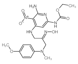 Carbamic acid,[6-amino-4-[[2-(hydroxyimino)-3-[(4-methoxyphenyl)methylamino]propyl]amino]-5-nitro-2-pyridinyl]-,ethyl ester (9CI) Structure