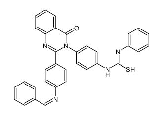 1-[4-[2-[4-(benzylideneamino)phenyl]-4-oxoquinazolin-3-yl]phenyl]-3-phenylthiourea Structure