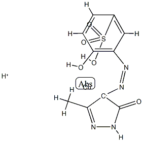 hydrogen [3-[(4,5-dihydro-3-methyl-5-oxo-1H-pyrazol-4-yl)azo]-4-hydroxybenzenesulphonato(3-)]cuprate(1-) structure