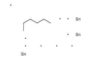1,1-bis(trimethylstannyl)hexyl-trimethylstannane结构式