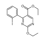 (6-ethoxy-5-ethyl-6-iodocyclohexa-2,4-dien-1-yl) pyrimidine-5-carboxylate结构式