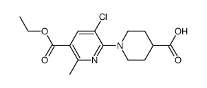 1-[3-chloro-5-(ethoxycarbonyl)-6-methylpyridin-2-yl]piperidine-4-carboxylic acid Structure