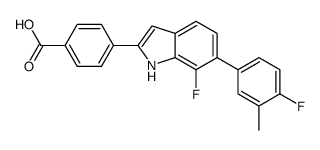 4-[7-fluoro-6-(4-fluoro-3-methylphenyl)-1H-indol-2-yl]benzoic acid结构式