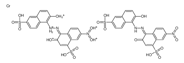pentahydrogen bis[3-hydroxy-4-[(2-hydroxy-6-sulpho-1-naphthyl)azo]-7-nitronaphthalene-1-sulphonato(4-)]chromate(3-) structure
