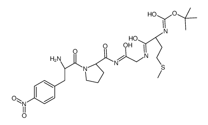 N-(tert-butoxycarbonyl)-D-methionylglycyl-4-nitro-3-phenyl-L-alanyl-L-prolinamide structure