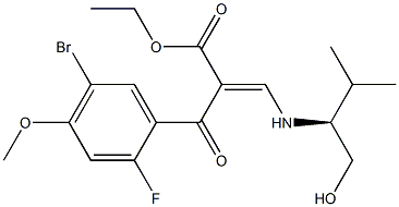 Ethyl 2-(5-bromo-2-fluoro-4-methoxybenzoyl)-3-((S)-1-hydroxymethyl 2-methylpropylamino)acrylate结构式