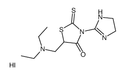 5-(diethylaminomethyl)-3-(4,5-dihydro-1H-imidazol-2-yl)-2-sulfanylidene-1,3-thiazolidin-4-one,hydroiodide Structure